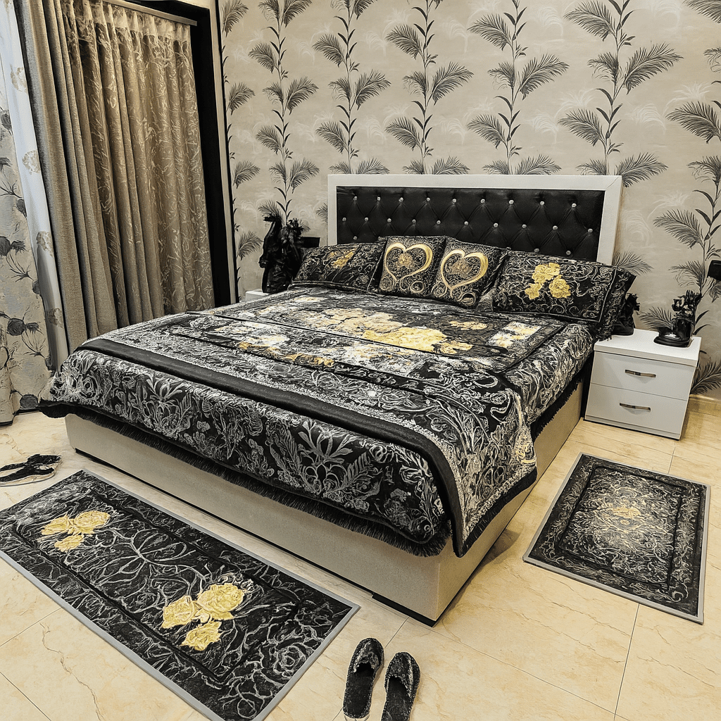 10 pcs Wedding Bedsheet Set with Rugs - Image 2
