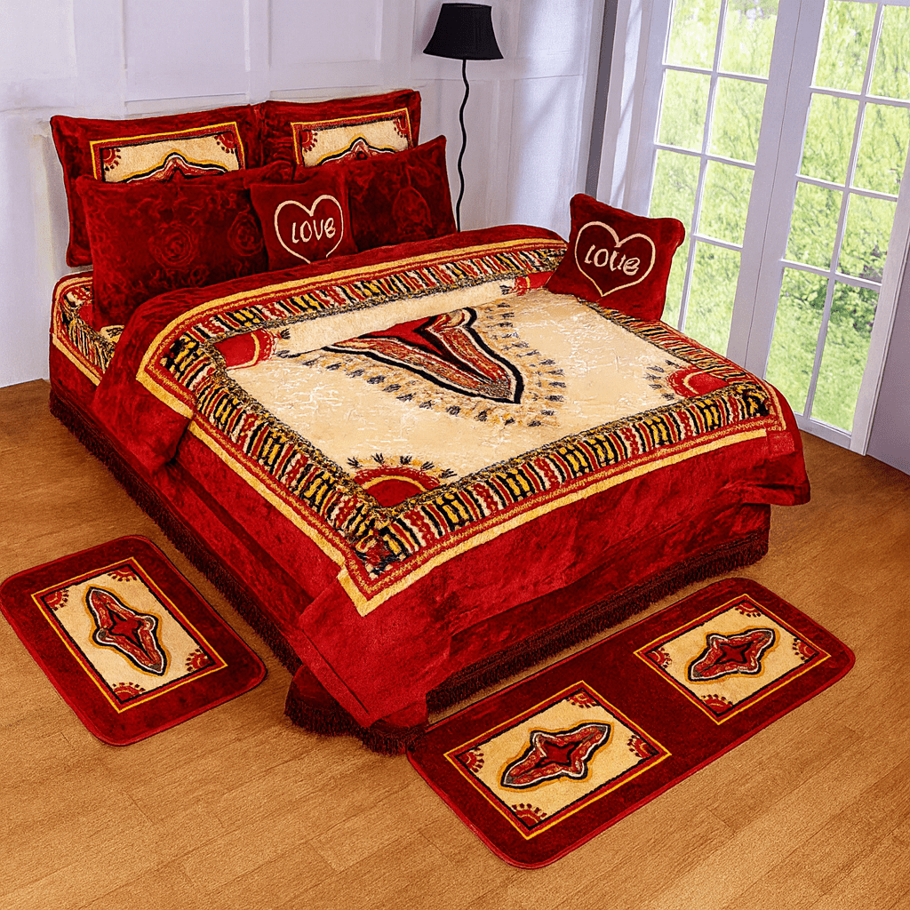 10 pcs Wedding Bedsheet Set with Rugs - Image 2