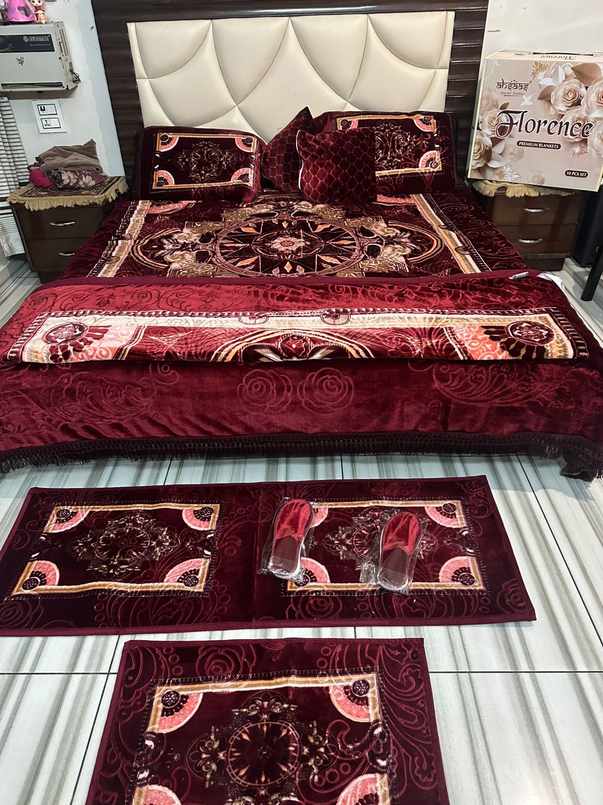 10 pcs Wedding Bedsheet Set with Rugs